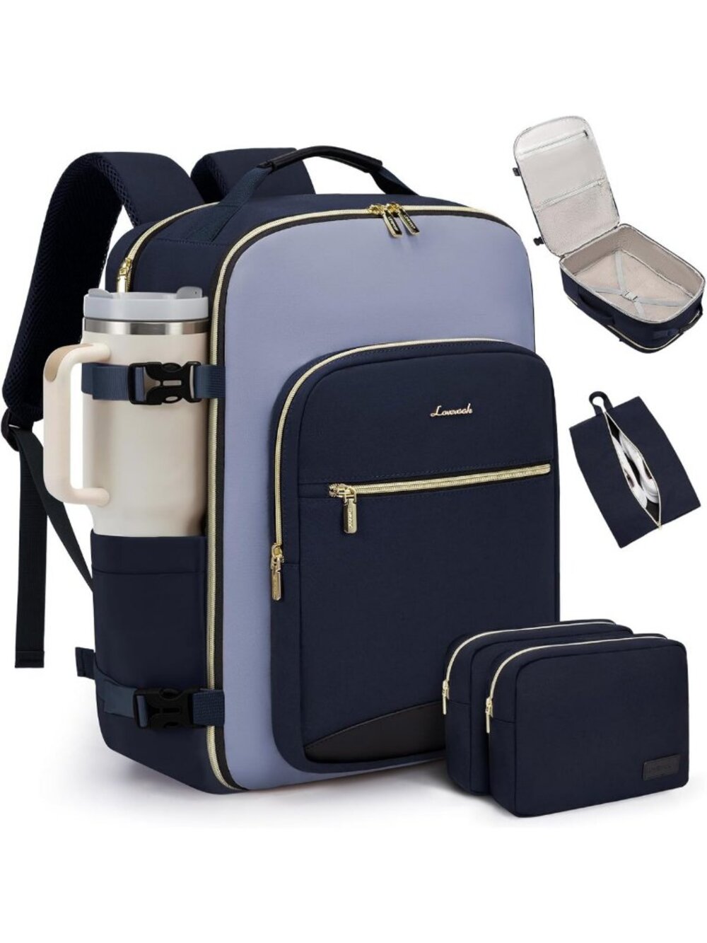 Spacious 40L Travel Backpack, Airline Approved Carry-On, Waterproof, Fits 17